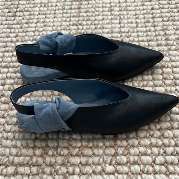 Gray Matters Black and Blue Leather Slingback Flats - Picture 2 of 8